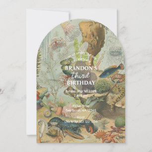 Invitation Sous l'océan Mer Animaux de mer rétro Anniversaire