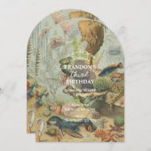 Invitation Sous l'océan Mer Animaux de mer rétro Anniversaire (Devant / Derrière)