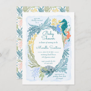 Invitation Sous l'océan Mer Vagues Seahorse Twins Boy Girl