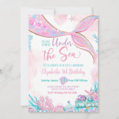 Invitation Sous l'océan modifiable La Petite Sirène violet sa (Devant)