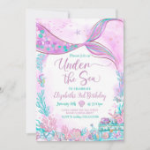 Invitation Sous l'océan modifiable petite sirène violet sarce (Devant)