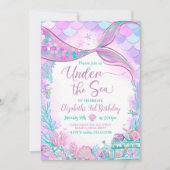 Invitation Sous l'océan modifiable Petite Sirène violet turqu (Devant)