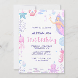 Invitation Sous l'Océan Sirène 1er Anniversaire