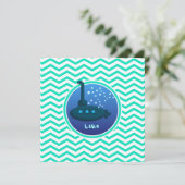 Invitation Sous-marin ; Aqua Green Chevron (Debout devant)