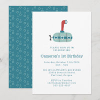 Sous-marin bleu moderne Simple 1er anniversaire