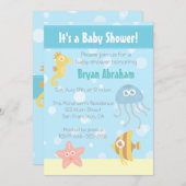 Invitation sous-marin de baby shower de thème de (Devant / Derrière)