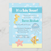 Invitation sous-marin de baby shower de thème de (Devant / Derrière)