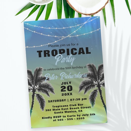 Invitation Sous un ciel tropical d'été fête d'anniversaire