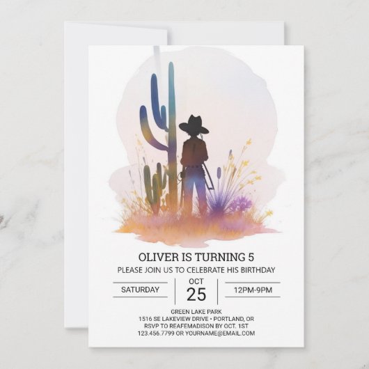 Invitation Southern Country Life Cowboy Anniversaire (Devant)