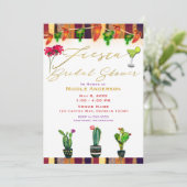 Invitation Southwest Cactus Modern Fiesta Fête des mariées Pa (Debout devant)