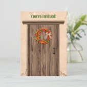 Invitation Southwest Chile Wreath Rustic Door Flat Holiday (Debout devant)