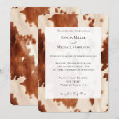 Invitation Southwest Cream Brown Cowhide Western Wedding (Devant / Derrière)