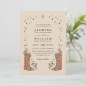 Invitation Southwestern Boho Countryside Chic QR Code Wedding (Debout devant)