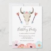 Invitation Southwestern Chic Cow Crâne fête d'anniversaire (Devant)