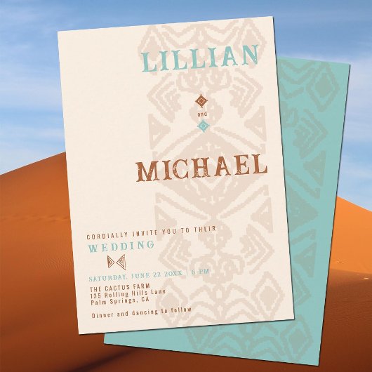 Invitation Southwestern Weert Desert Western Aztec Mariage