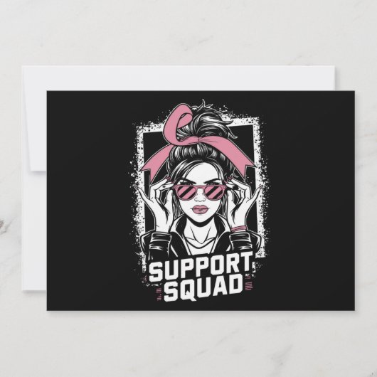 Invitation Soutien Squad Messy Bun Pink Warrior Cancer du sei (Devant)