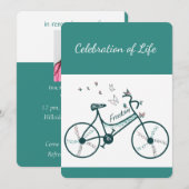 Invitation Souvenir Célébration Vie Vélo Papillons (Devant / Derrière)