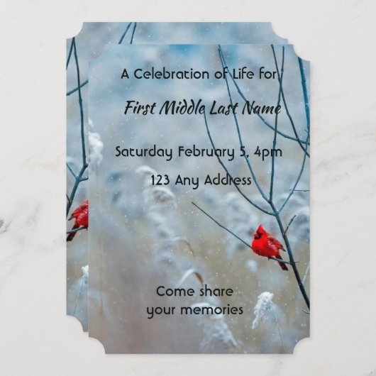 Invitation Souvenir de photo commémoratif Cardinal Rouge Oise (Devant / Derrière)