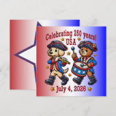 Invitation Souvenir du 250e anniversaire des États-Unis - Pat (Devant / Derrière)