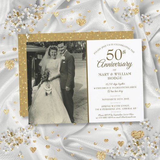 Invitation Souvenirs d'anniversaire de mariage d'or 50e