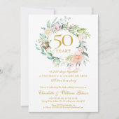 Invitation Souvenirs de 50 ans de mariage en or Floral (Devant)