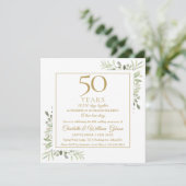Invitation Souvenirs de 50 ans de mariage Greenery Square (Debout devant)