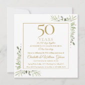 Invitation Souvenirs de 50 ans de mariage Greenery Square (Devant)
