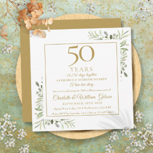 Invitation Souvenirs de 50 ans de mariage Greenery Square