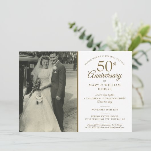Invitation Souvenirs du 50e anniversaire de mariage Photo de (Debout devant)