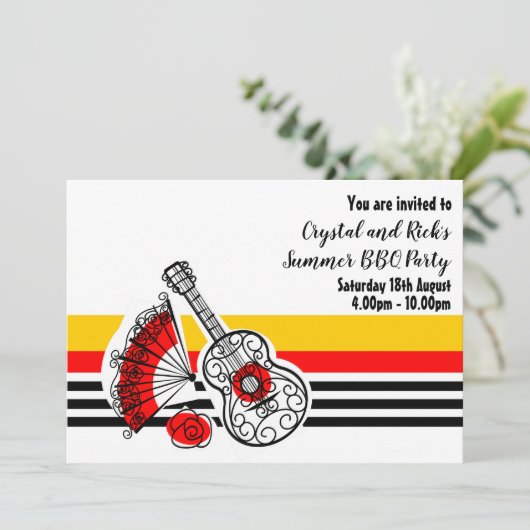 Invitation Souvenirs espagnols rayure classique horizontale (Debout devant)