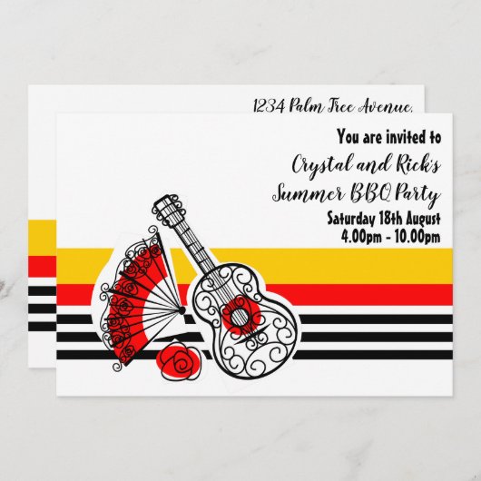 Invitation Souvenirs espagnols rayure classique horizontale (Devant / Derrière)