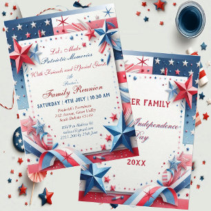 Invitation Souvenirs patriotiques Union de famille Stars and