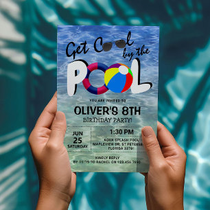 Invitation Soyez Cool Au Bord De La Piscine   Anniversaire En