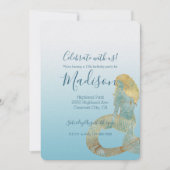 Invitation Soyez génial Gold Aqua Sparkle Mermaid (Devant)