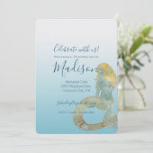 Invitation Soyez génial Gold Aqua Sparkle Mermaid (Debout devant)