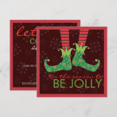 Invitation Soyez joyeux, pied d'elfe amusant, fête de Noël (Devant / Derrière)