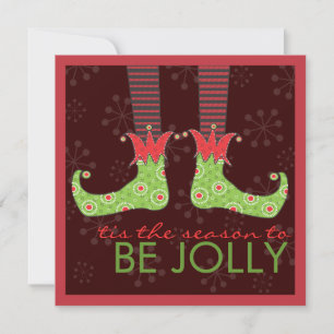 Invitation Soyez Joyeux Pieds de Lutin Amusants Fête de Noël