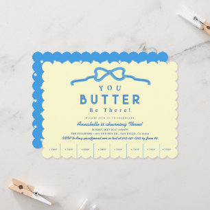 Invitation Soyez Là Anniversaire Enfant Ruban Bleu Beurre