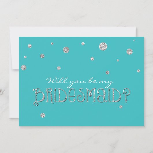 Invitation SOYEZ MA BRIDESMAID Turquoise Parties scintillant (Devant)