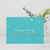 Invitation SOYEZ MA BRIDESMAID Turquoise Parties scintillant (Debout devant)