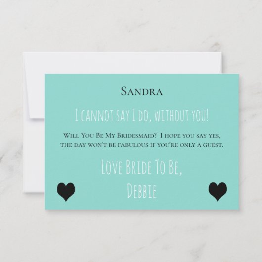 Invitation Soyez Ma Femme D'Accueil, Femme D'Honneur, Mariée, (Dos)