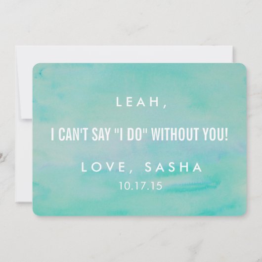 Invitation Soyez ma femme d'honneur | Starfish Aqua (Dos)