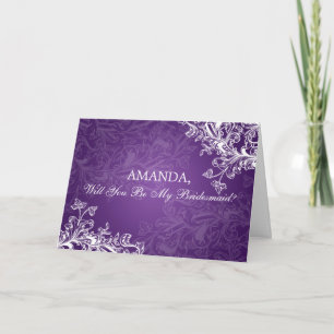Invitation Soyez ma femme d'ménage Vintage des perles violett