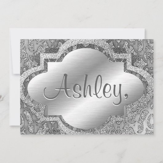 Invitation Soyez ma servante d'État | Argent Damask (Dos)