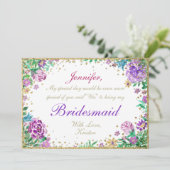 Invitation Soyez ma servante d'État | Fleurs aquarelles (Debout devant)