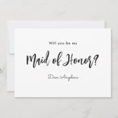 Invitation Soyez ma servante d'honneur Black White Script Inv (Devant)