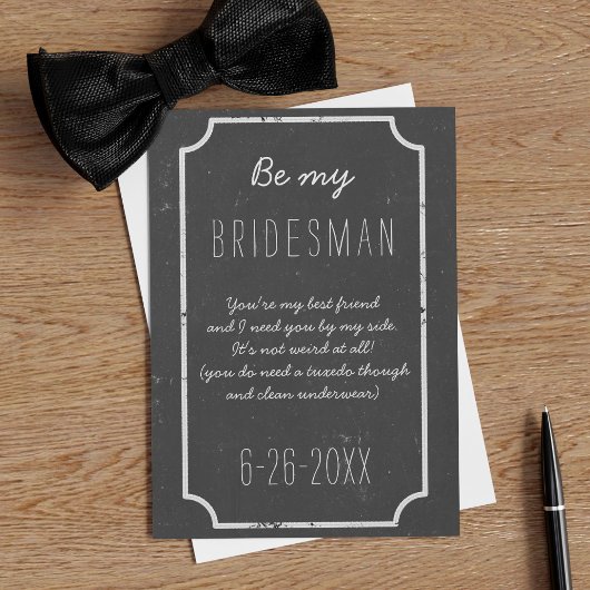 Invitation Soyez mon Bridesman Demander Chalkboard Mariage Fl