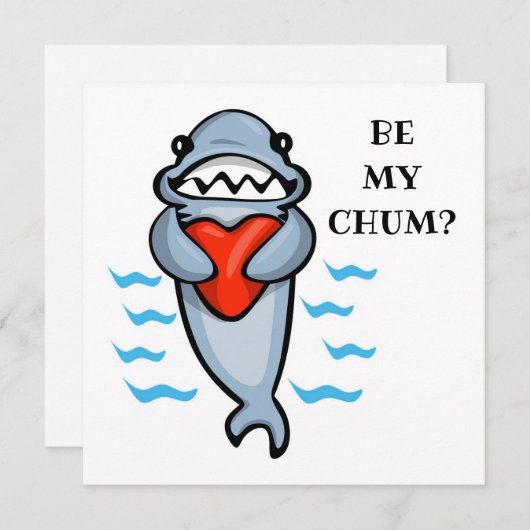 Invitation Soyez Mon Chum Valentine Shark (Devant / Derrière)