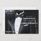 Invitation Soyez mon groomsman demande description arc noir c (Devant)