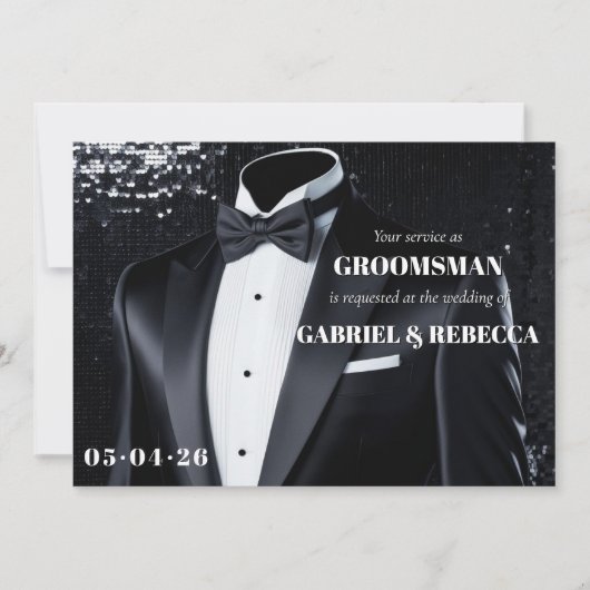 Invitation Soyez mon groomsman demande description arc noir c (Devant)